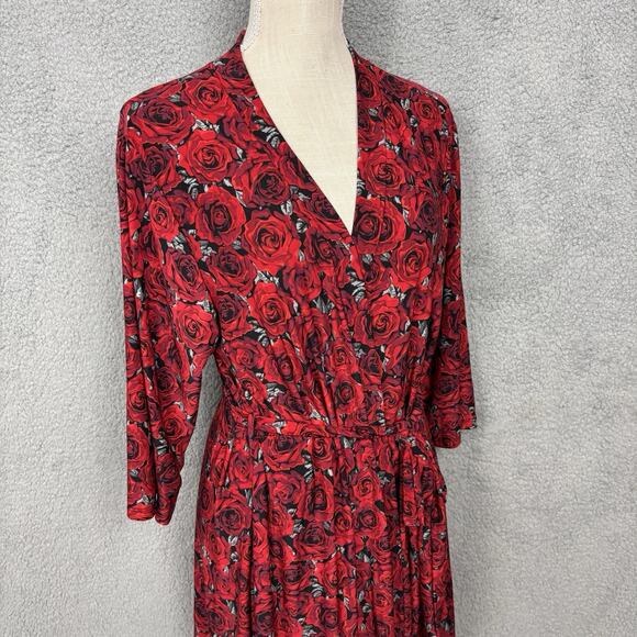 Rene Rofe Womens Robe Tie Waist sz Large Roses Bloomcore Super Soft Lightweight - Picture 4 of 13